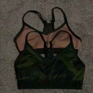 Two pink sports bra